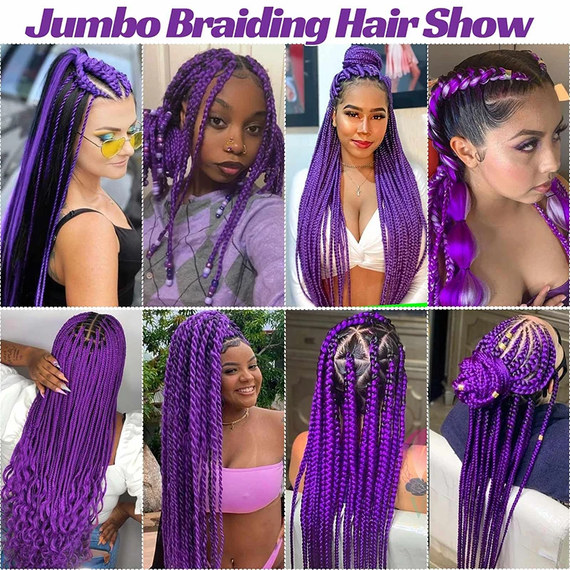 Kpop Devil Hunting Group Rumicos Wig Purple Fried Dough Twists Boxing Braid Horse Tail Weaving Fluffy Hair Extension thumbnail 6