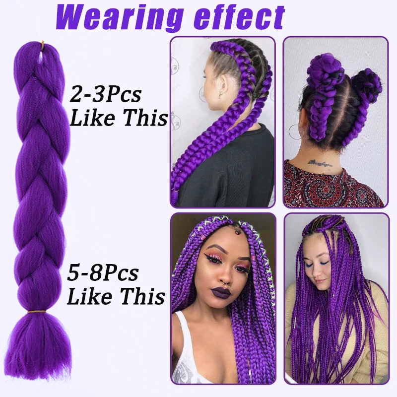 Kpop Devil Hunting Group Rumicos Wig Purple Fried Dough Twists Boxing Braid Horse Tail Weaving Fluffy Hair Extension thumbnail 4