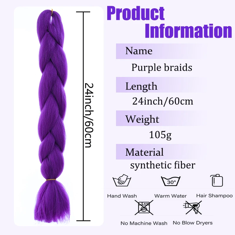 Kpop Devil Hunting Group Rumicos Wig Purple Fried Dough Twists Boxing Braid Horse Tail Weaving Fluffy Hair Extension thumbnail 2