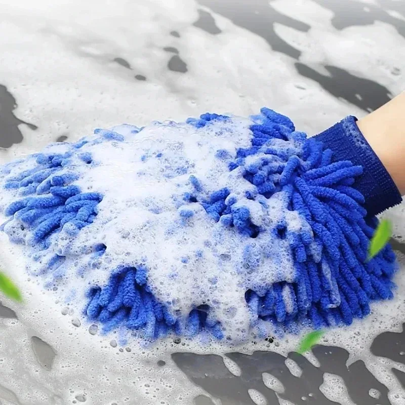 1/10PCs Motorcycle Car Chenille Coral Fleece Gloves Car Wash Gloves Washing Wiper Car Cleaning Towel Auto Dust Washer Mitt Tool thumbnail 4