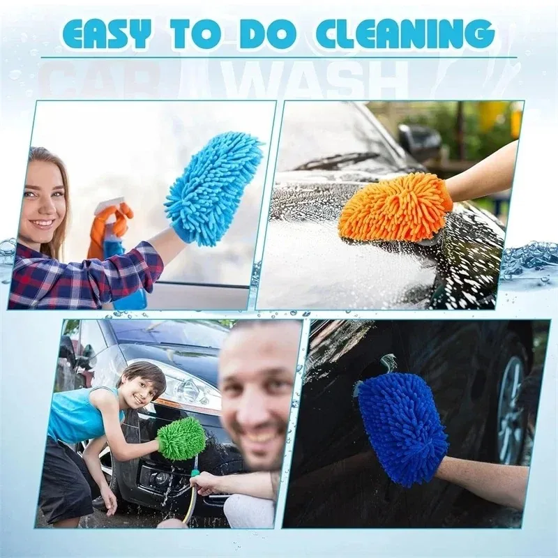 1/10PCs Motorcycle Car Chenille Coral Fleece Gloves Car Wash Gloves Washing Wiper Car Cleaning Towel Auto Dust Washer Mitt Tool thumbnail 5