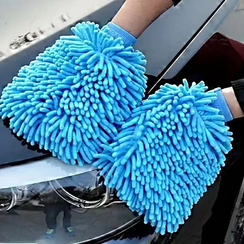 1/10PCs Motorcycle Car Chenille Coral Fleece Gloves Car Wash Gloves Washing Wiper Car Cleaning Towel Auto Dust Washer Mitt Tool thumbnail 3