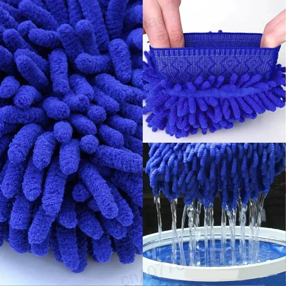 1/10PCs Motorcycle Car Chenille Coral Fleece Gloves Car Wash Gloves Washing Wiper Car Cleaning Towel Auto Dust Washer Mitt Tool thumbnail 2