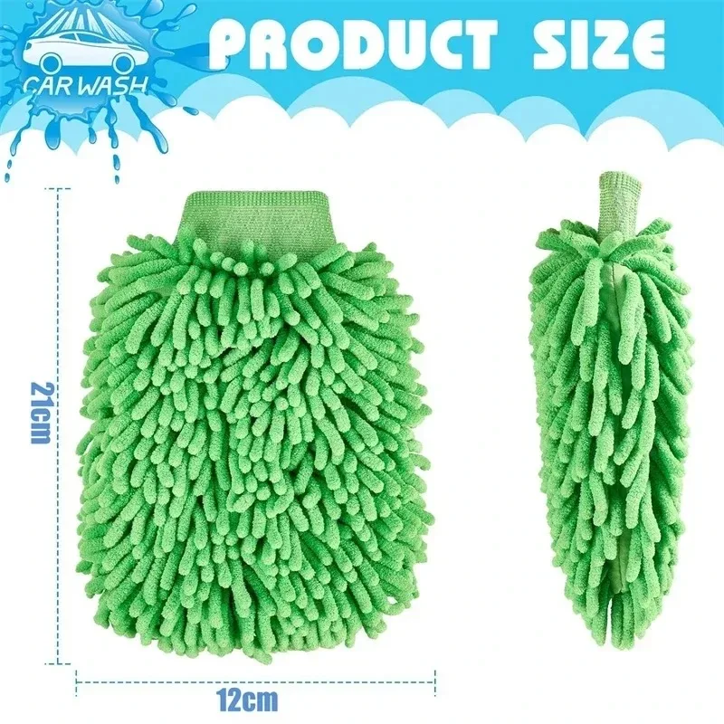 1/10PCs Motorcycle Car Chenille Coral Fleece Gloves Car Wash Gloves Washing Wiper Car Cleaning Towel Auto Dust Washer Mitt Tool thumbnail 6