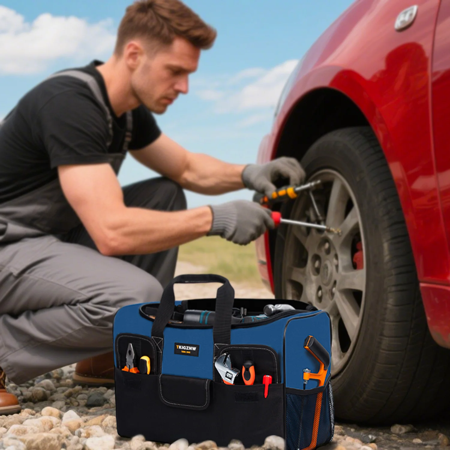 17 Inch Tool Bag, Large Tool Bag with 6 Exterior Pockets Electrician Tool Bag, for DIY Enthusiasts and Craftsmen thumbnail 4