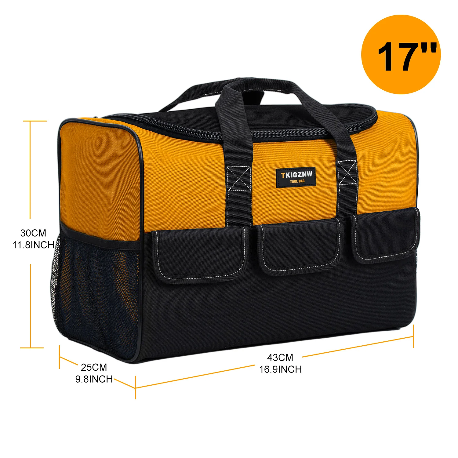 17 Inch Tool Bag, Large Tool Bag with 6 Exterior Pockets Electrician Tool Bag, for DIY Enthusiasts and Craftsmen thumbnail 5