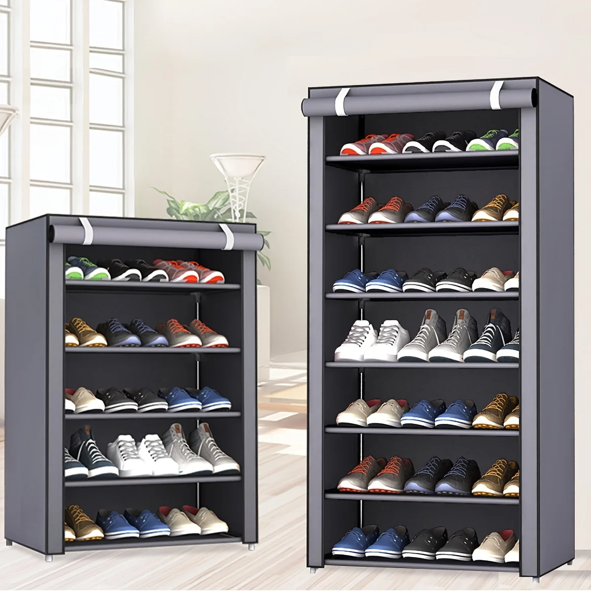 6-10 Tier Multi-Layer Shoe Cabinet with Dust-Proof Rolling Shutter Door, Easy to Assemble, Space-Saving Home Storage Cabinet, Suitable for Entryways, Hallways, Bedrooms, Living Rooms, Homes, Dormitories, Etc./Modern Decorative Shoe Cabinet thumbnail 4