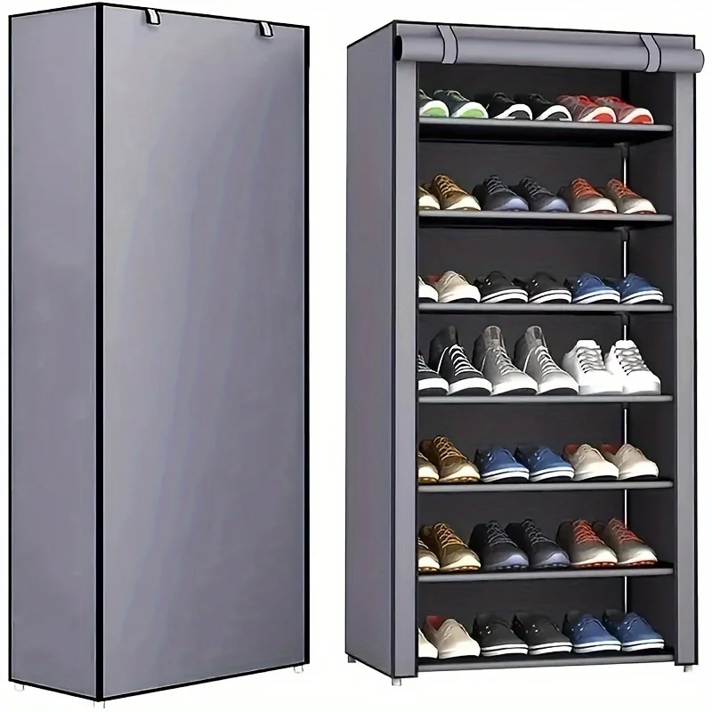 6-10 Tier Multi-Layer Shoe Cabinet with Dust-Proof Rolling Shutter Door, Easy to Assemble, Space-Saving Home Storage Cabinet, Suitable for Entryways, Hallways, Bedrooms, Living Rooms, Homes, Dormitories, Etc./Modern Decorative Shoe Cabinet thumbnail 3