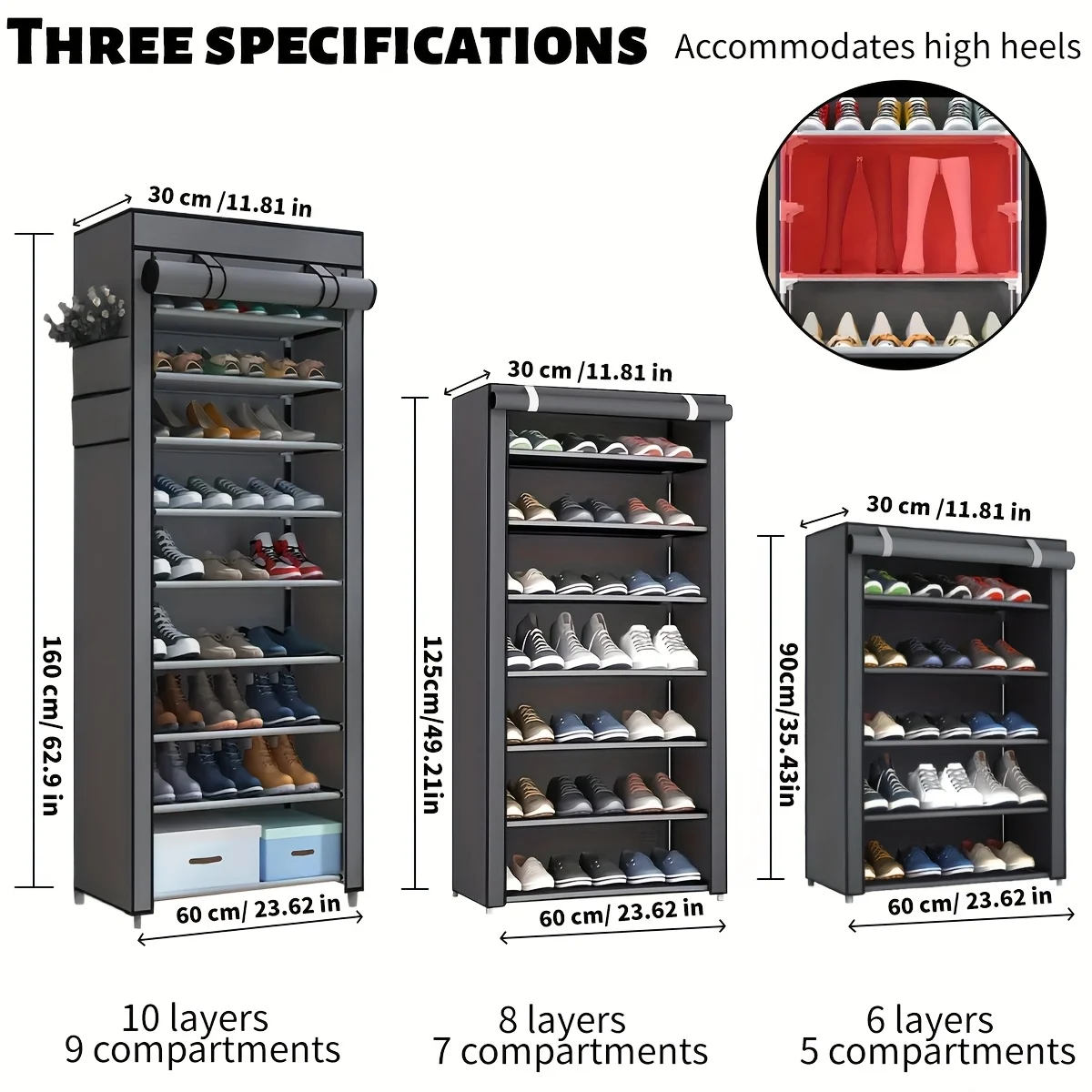 6-10 Tier Multi-Layer Shoe Cabinet with Dust-Proof Rolling Shutter Door, Easy to Assemble, Space-Saving Home Storage Cabinet, Suitable for Entryways, Hallways, Bedrooms, Living Rooms, Homes, Dormitories, Etc./Modern Decorative Shoe Cabinet thumbnail 5
