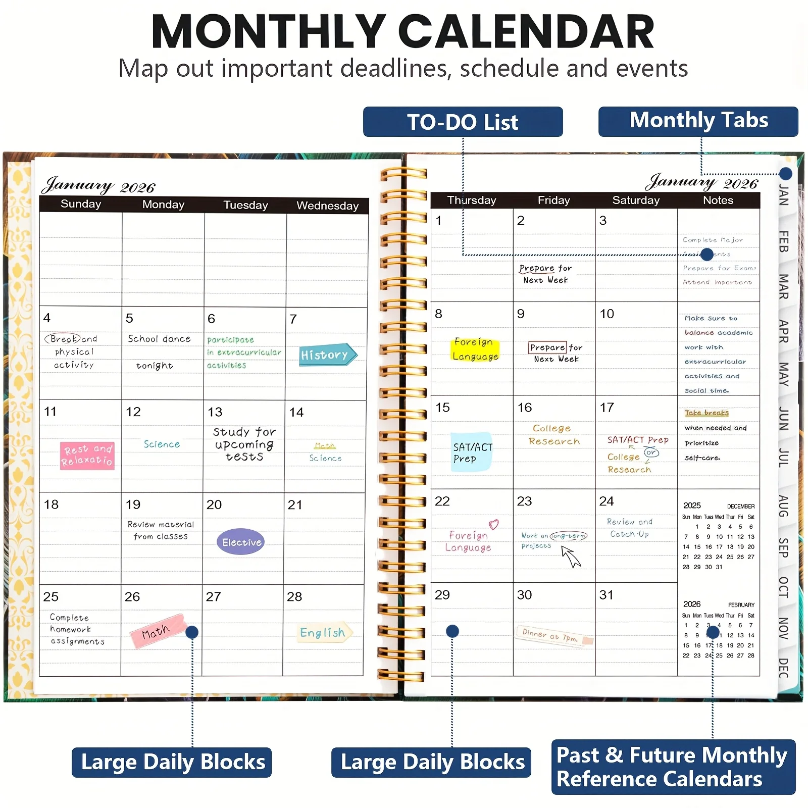 2026 Notebook - Weekly and Monthly Calendar Organizer with Stickers, Flower Design - Suitable for Home, Office, School thumbnail 5