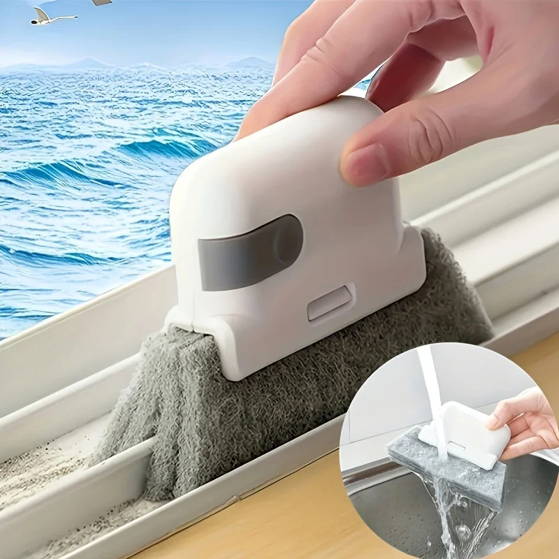 1pc Door & Window Track Cleaning Brush - Hand-Held Slit Brush for Tight Gaps, Reusable Plastic Groove Cleaner with Ergonomic