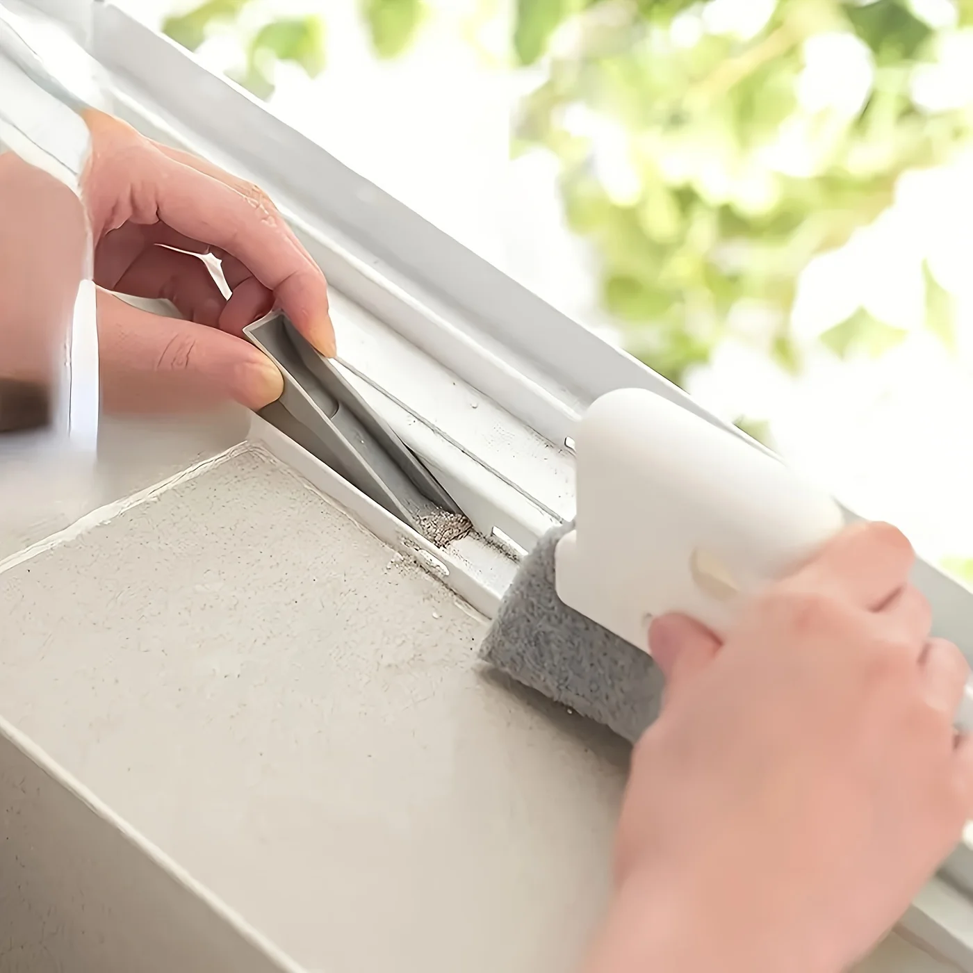 1pc Door & Window Track Cleaning Brush - Hand-Held Slit Brush for Tight Gaps, Reusable Plastic Groove Cleaner with Ergonomic thumbnail 2
