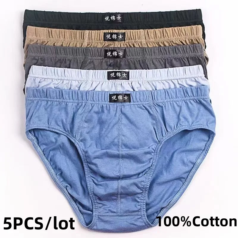 5Pcs/Lot Cotton Underpants For Men Briefs Male Underwear Knickers Panties Pant Shorts 2025 Sexy Undies XL 2XL 3XL 4XL 5XL 6XL