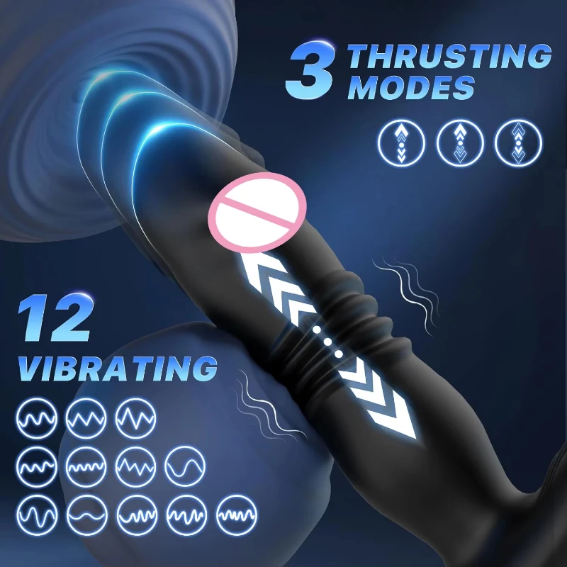 Male Prostate Massage Telescoping Vibrator Anal Butt Plug Vibrator Delay Ejaculation Penis Ring Dildos Sex Toys for Men Gay 18+ thumbnail 4