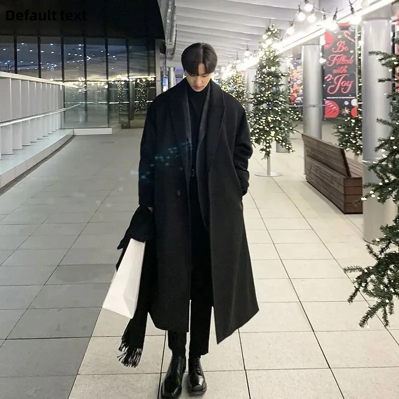 Winter Stylish Thickened Woolen Overcoat Men's Korean Version Loose-Fit Shoulder-Length Trendy Jacket FK900-P155