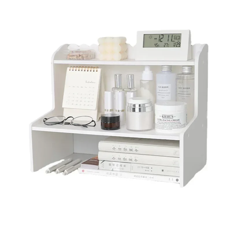 Double-Layer Desktop Storage Rack Multi-Purpose Organizer for Cosmetics Sundries Kitchen Office Desk Stationery Shelves thumbnail 4