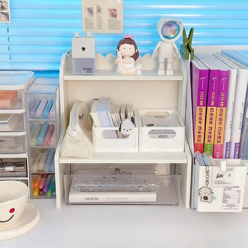 Double-Layer Desktop Storage Rack Multi-Purpose Organizer for Cosmetics Sundries Kitchen Office Desk Stationery Shelves thumbnail 2