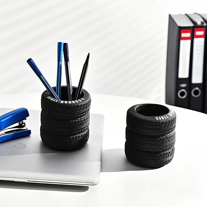 Advanced Creative Tire Shaped Pen Holder Desktop Storage Organizing Artistic Office Supplies Desktop Ornaments Multifunctional thumbnail 3
