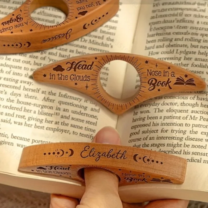 Wooden Book Page Holder Thumb Wood Book Holder Handmade Wood Reading Bookmark Accessory for Bookworm Lover Gifts thumbnail 2