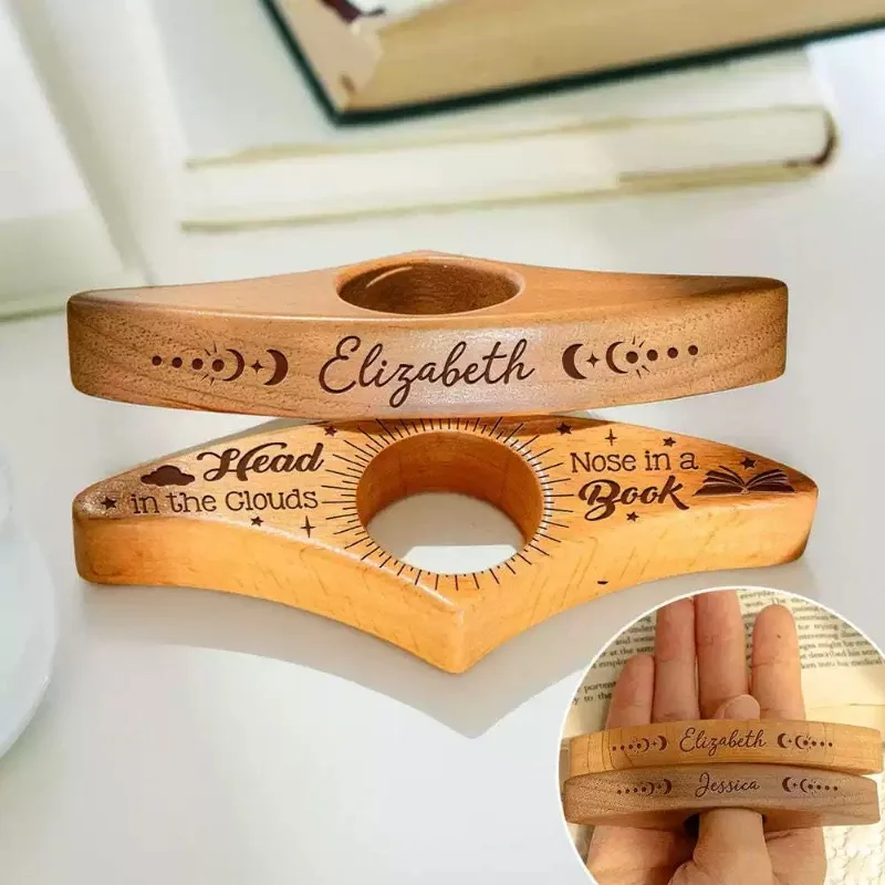 Wooden Book Page Holder Thumb Wood Book Holder Handmade Wood Reading Bookmark Accessory for Bookworm Lover Gifts thumbnail 4