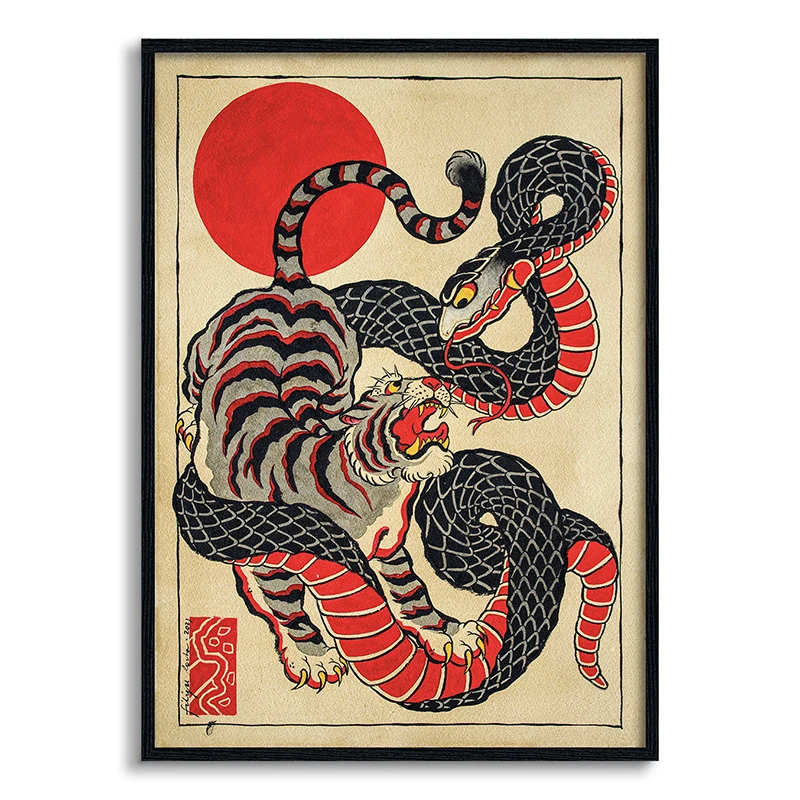 Japanese Samurai Art Poster Vintage Classic Print Canvas Painting Abstract Maximalism Wall Art Picture for Room Home Decoration thumbnail 3