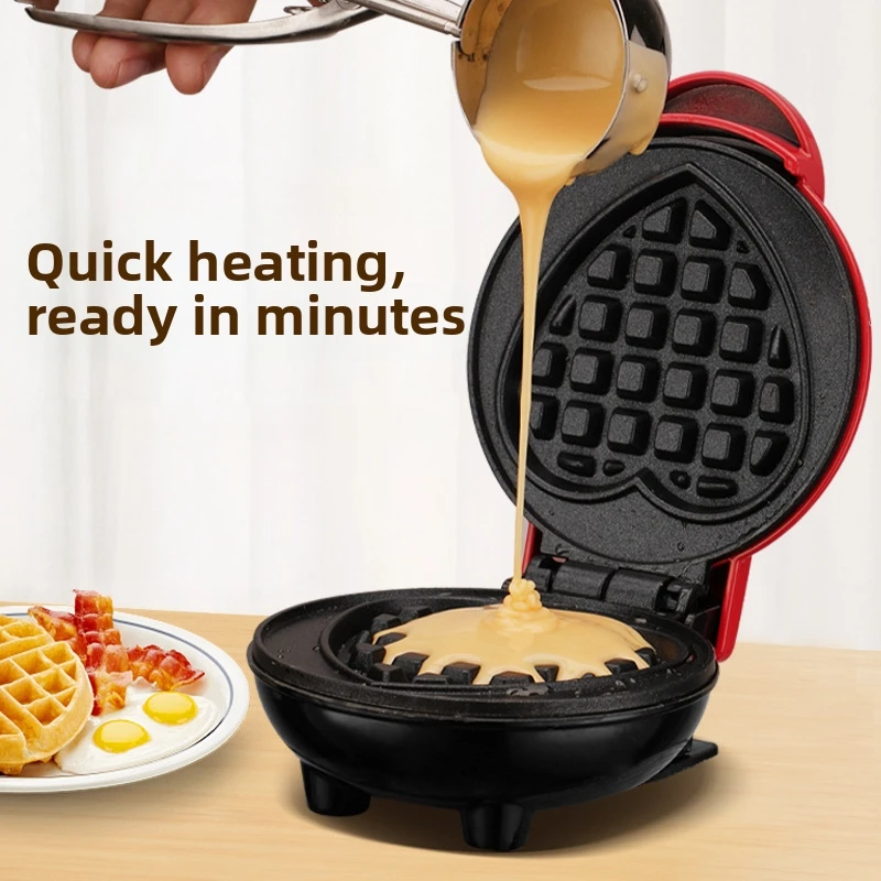 Mini Electric Waffle Maker Double-Sided Heating Household Sandwich Maker Breakfast Roaster Small Kitchen Dessert Cooking Machine thumbnail 4