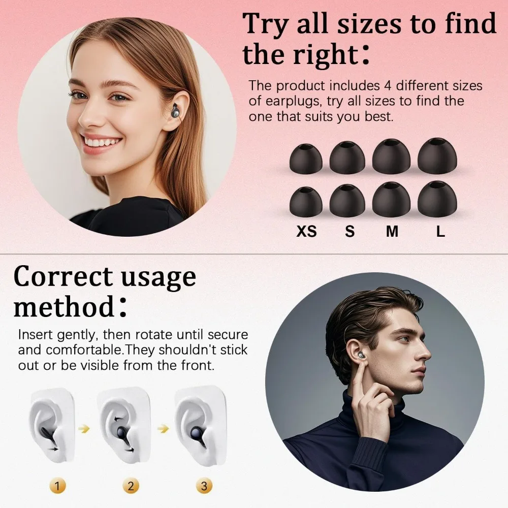 Ear Plugs for Sleeping 45dB Noise Cancelling EarPlugs for Noise Reduction & Snoring, Concerts, Earplugs for Sleep with 8 Eartips thumbnail 4