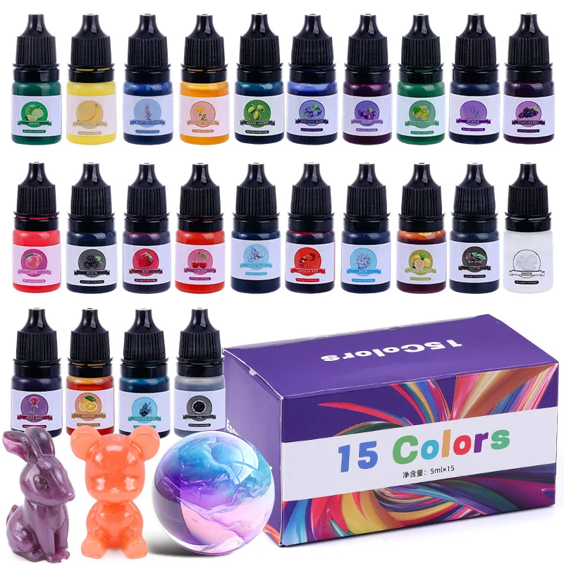 Epoxy Resin Color Pigment 24 Vivid Colors Liquid Epoxy Pigment Highly Concentrated Translucent Resin Dye for Art DIY Jewelry thumbnail 2