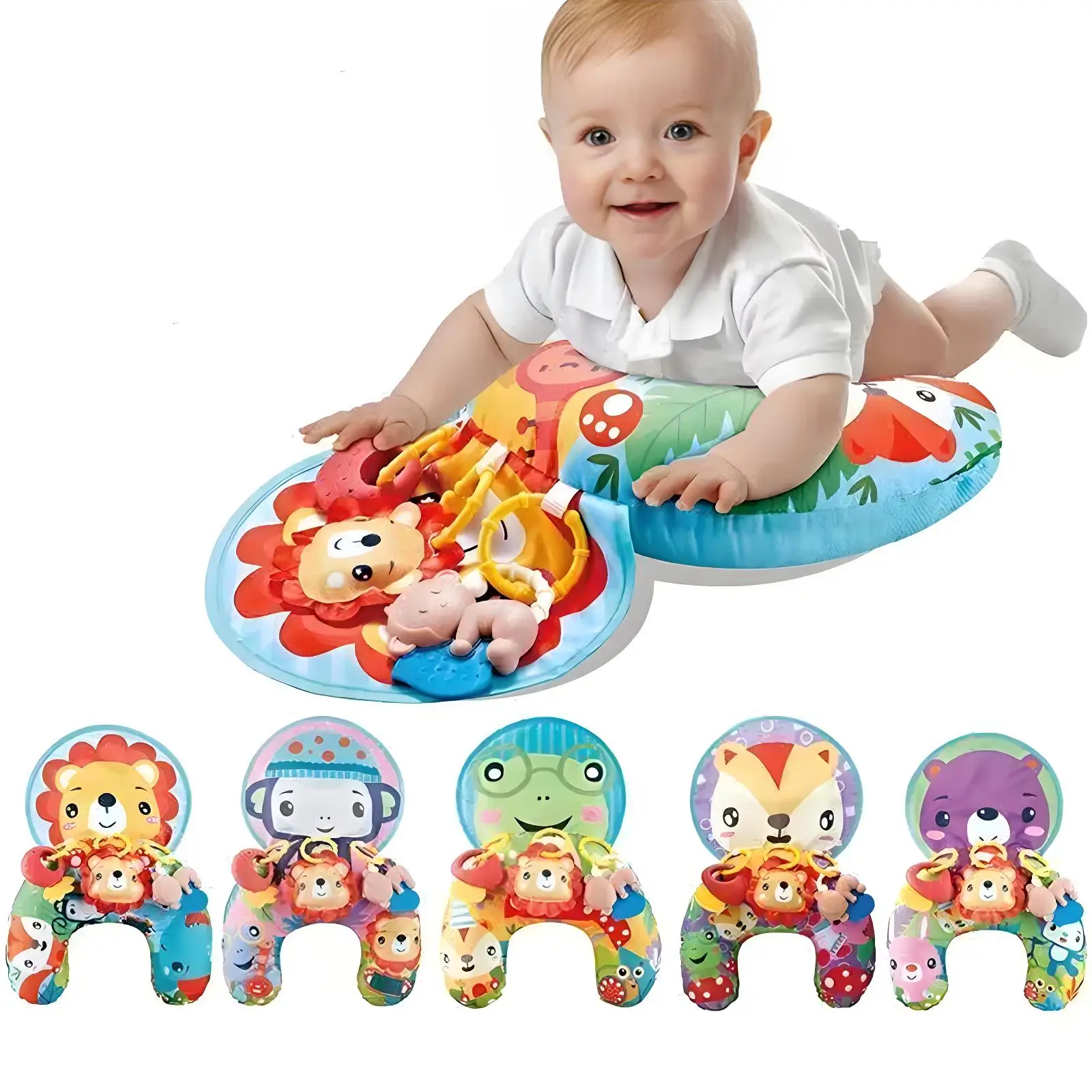Montessori High Contrast Sensory Toys Baby Pillow Tummy Time Toy Newborn Head-up Training Pillow Teether Rattles 0 6 12 Months