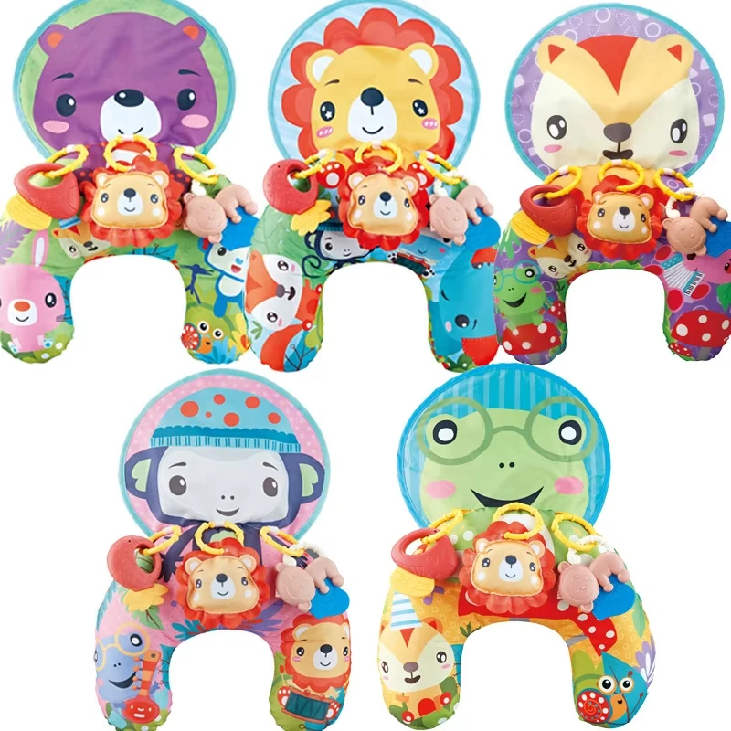 Montessori High Contrast Sensory Toys Baby Pillow Tummy Time Toy Newborn Head-up Training Pillow Teether Rattles 0 6 12 Months thumbnail 2
