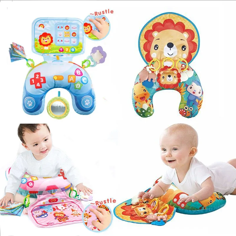 Montessori High Contrast Sensory Toys Baby Pillow Tummy Time Toy Newborn Head-up Training Pillow Teether Rattles 0 6 12 Months thumbnail 4