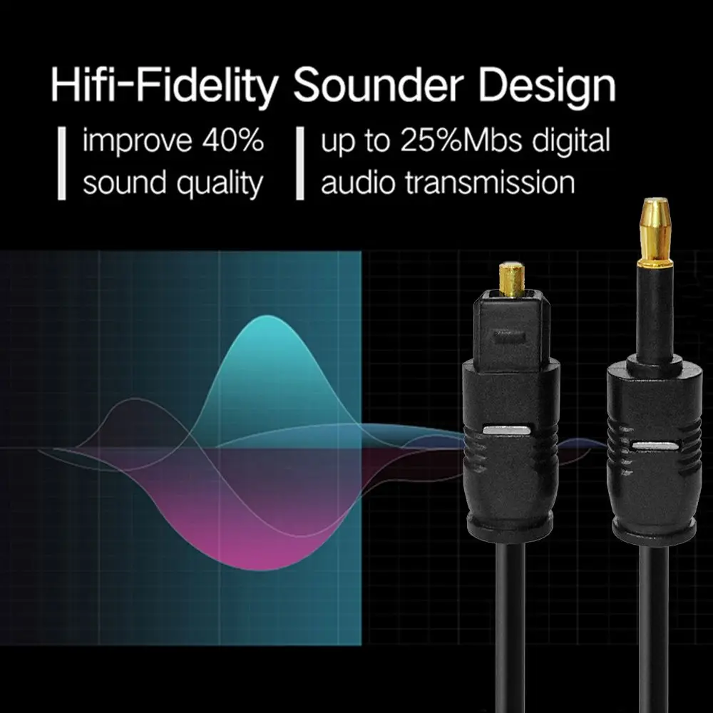 Connector Gold-plated Audio Cable 3.5mm to Toslink SPDIF Line Optical Fiber Cord For Speaker Blu-ray Player Power Amplifier thumbnail 3