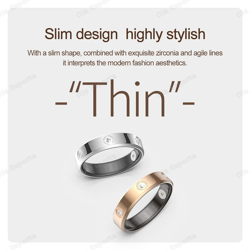 2026 Smart Ring Women Men Super narrow 6.3mm Heart Rate Stress measurement Health Monitoring IP68 Waterproof Fashion Sport Rings thumbnail 2