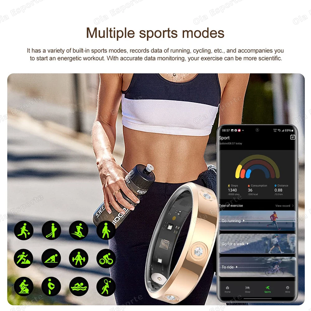2026 Smart Ring Women Men Super narrow 6.3mm Heart Rate Stress measurement Health Monitoring IP68 Waterproof Fashion Sport Rings thumbnail 4