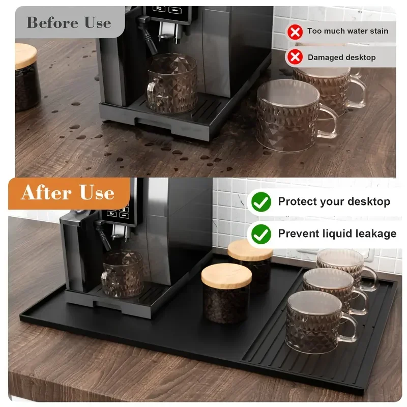 2-in-1 Silicone Coffee Bar Mat - XX-Large Non-Slip Counter Protector (60x40cm) Heat Resistant for Espresso/Cafe/Home Kitchen thumbnail 2