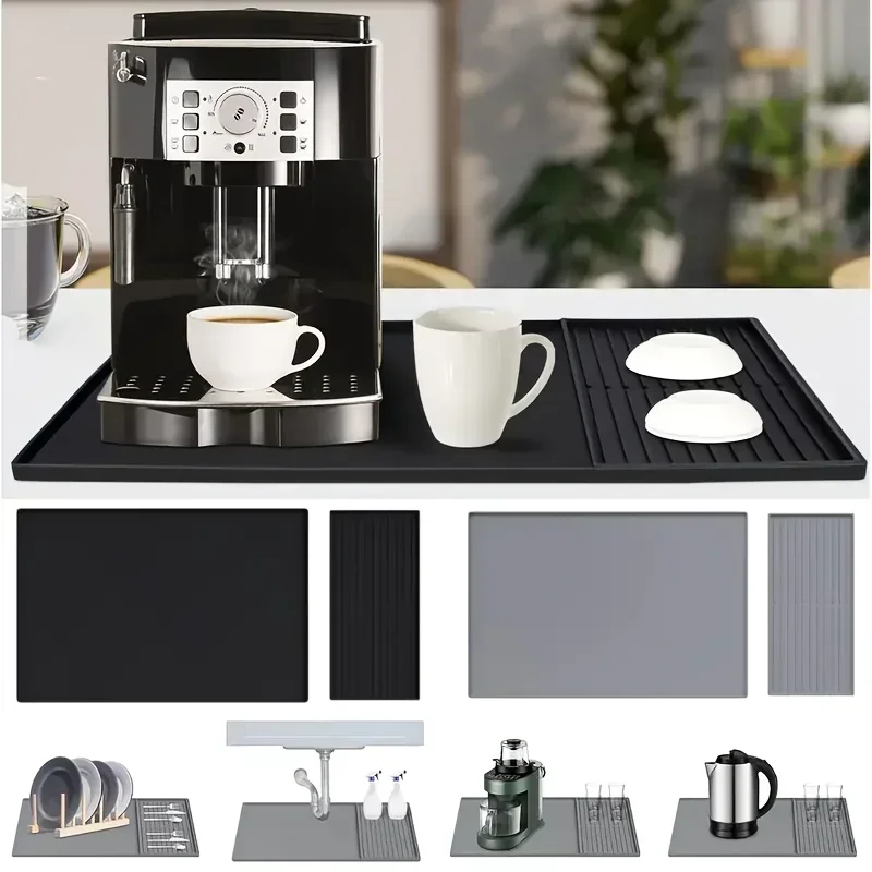 2-in-1 Silicone Coffee Bar Mat - XX-Large Non-Slip Counter Protector (60x40cm) Heat Resistant for Espresso/Cafe/Home Kitchen thumbnail 4