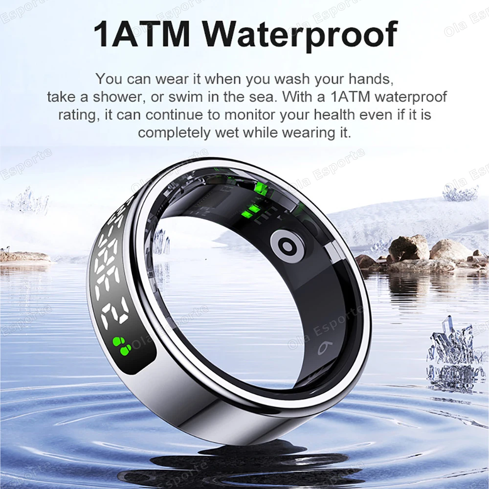 R11 Smart Ring with Display Screen and Touch, Zikr Tasbih Counter, With Charging Box, Health Manager,5ATM Waterproof For Android thumbnail 6