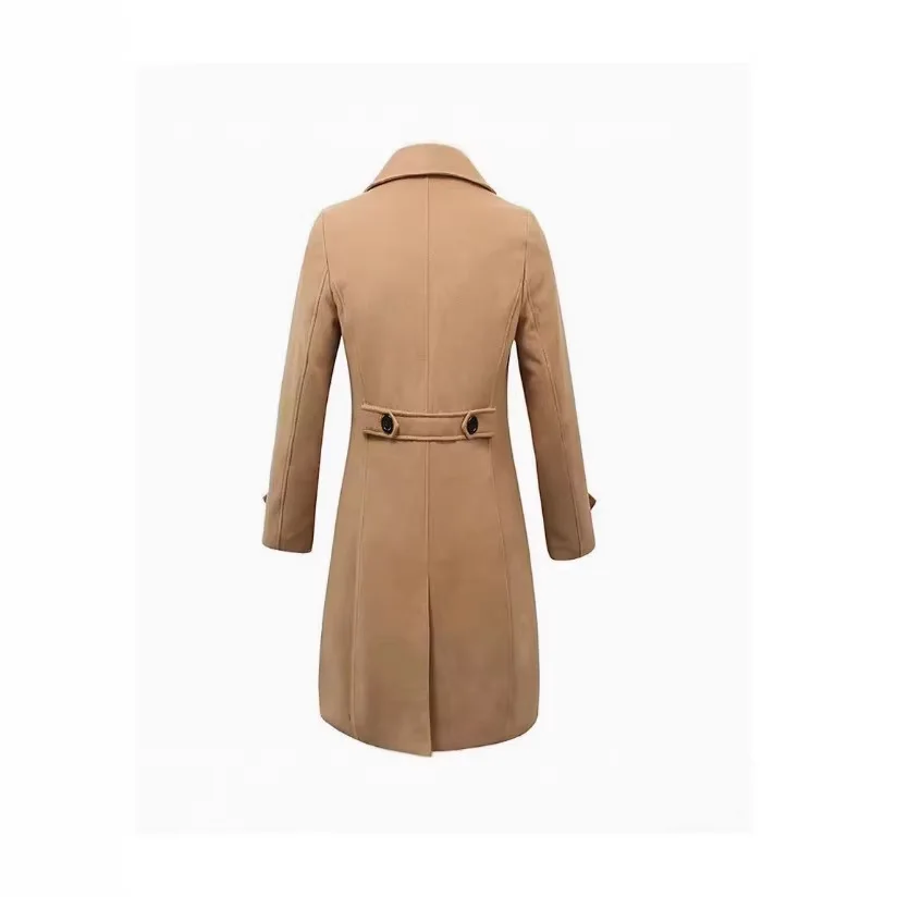 Men's Long Double-breasted Woolen Coat Autumn Winter Slim Fit Fashionable Tailored Men's Outerwear Classic British Style thumbnail 5