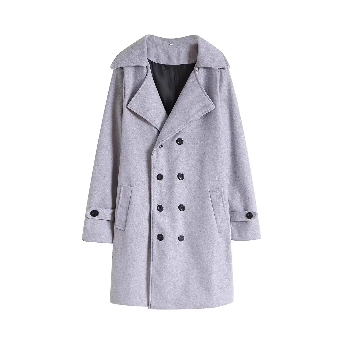 Men's Long Double-breasted Woolen Coat Autumn Winter Slim Fit Fashionable Tailored Men's Outerwear Classic British Style thumbnail 4