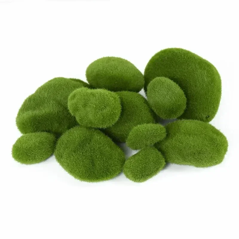 10Pcs Simulation Moss Stone Artificial Moss Rocks Ball Fake Green Plant for Home Garden Flower Pot Decoration Creative Crafts thumbnail 2