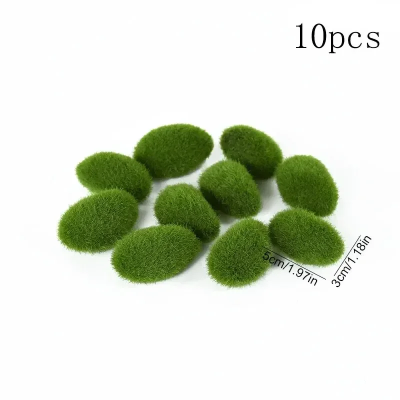 10Pcs Simulation Moss Stone Artificial Moss Rocks Ball Fake Green Plant for Home Garden Flower Pot Decoration Creative Crafts thumbnail 6