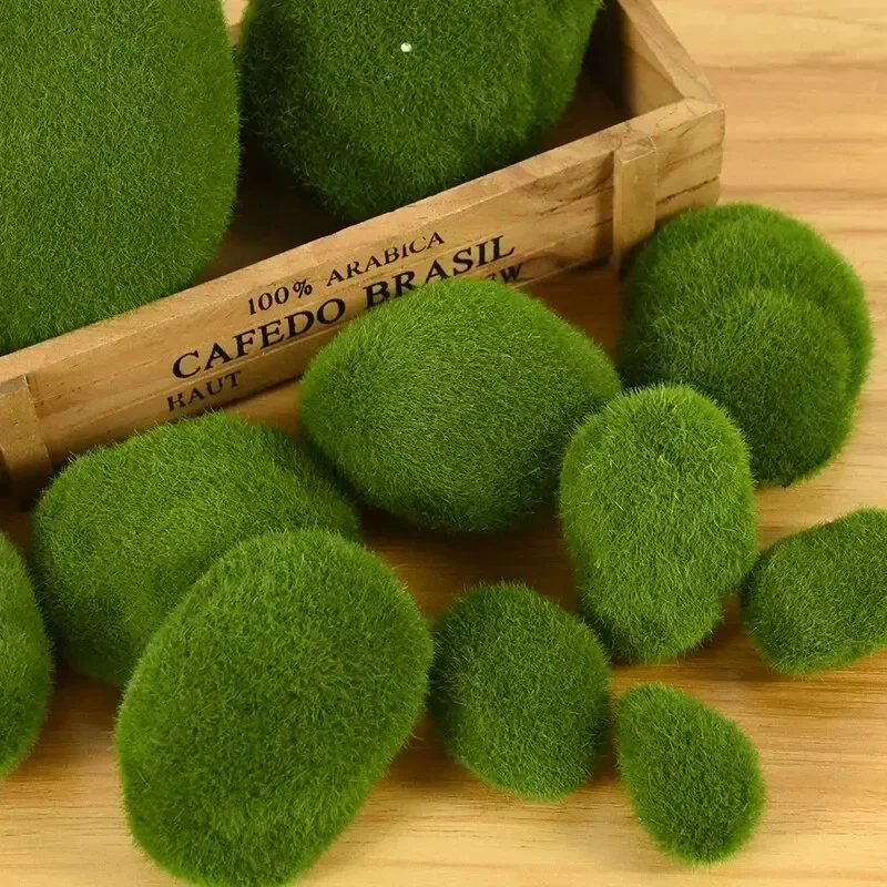 10Pcs Simulation Moss Stone Artificial Moss Rocks Ball Fake Green Plant for Home Garden Flower Pot Decoration Creative Crafts thumbnail 4