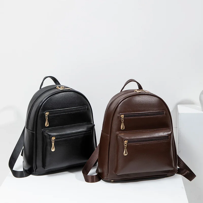 Casual Large Capacity Lightweight Women's Backpack Leisure Travel Bag Multi-Functional Luggage Backpack Waterproof PU Material thumbnail 2