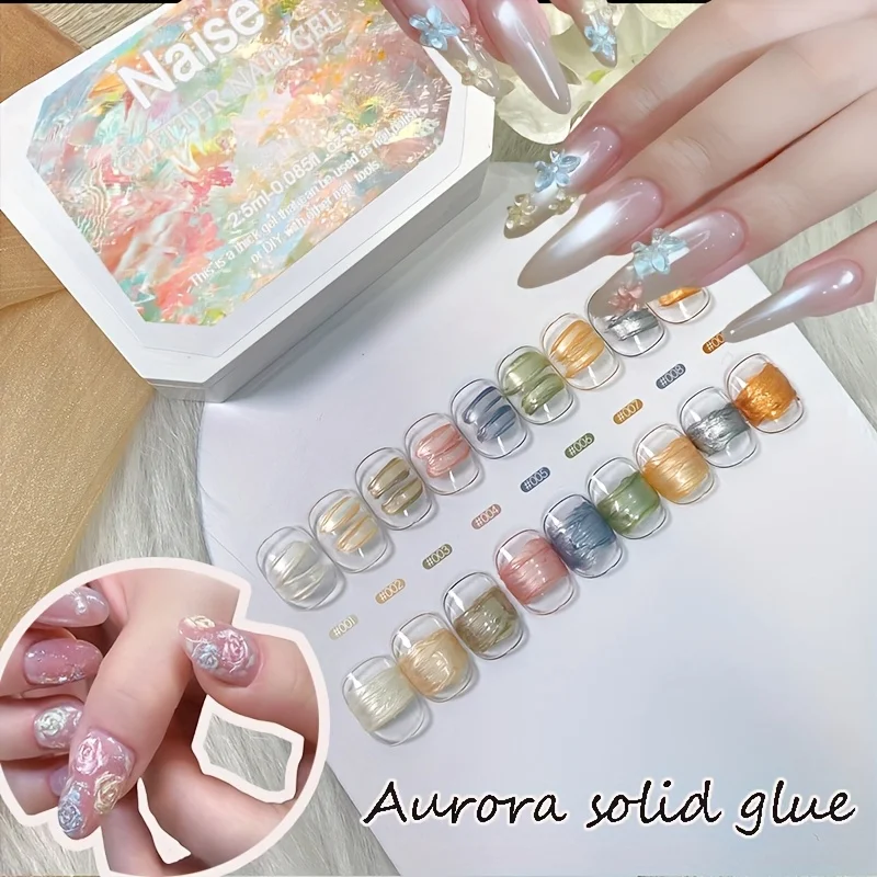 3D 9-color pearlescent solid gel nail polish, long-lasting, mermaid-style pearlescent gradient nail art gift, suitable for nail thumbnail 3