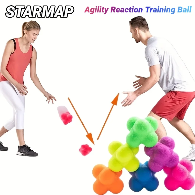 Hexagonal Reaction Ball Fitness Sport Speed Agility Reflex- Skills Training Unpredictable Outdoor Fun Toys