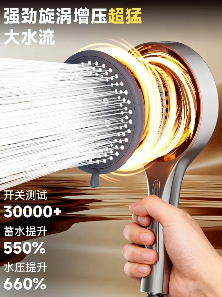 New 13CM Large Panel 7 Modes Adjustable Shower Head High Pressure Massage Shower Filter Element Home Set Bathroom Accessories thumbnail 3
