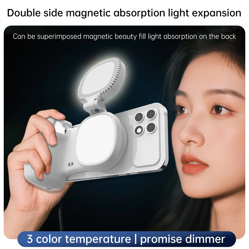 Magnetic Phone Bluetooth Selfie Stick Handheld Portable Photography Selfie Phone Grip with LED Light Ergonomic Design thumbnail 5