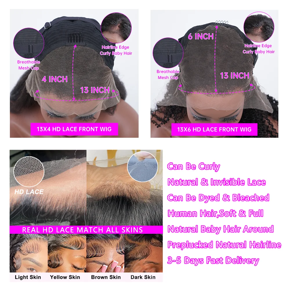 200% Density Body Wave Lace Front Wigs Human Hair Transparent 13x6 HD Lace Frontal Wigs for Black Women 360 Full With Baby Hair thumbnail 6