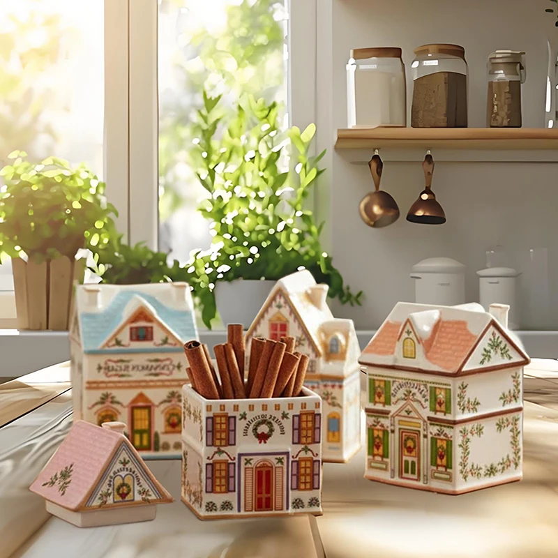 Resort Spice House Sugar Bowl Mini Small House Seasoning Storage Jar Tea Jars Holiday Decoration Storage Box Kitchen Accessories thumbnail 3