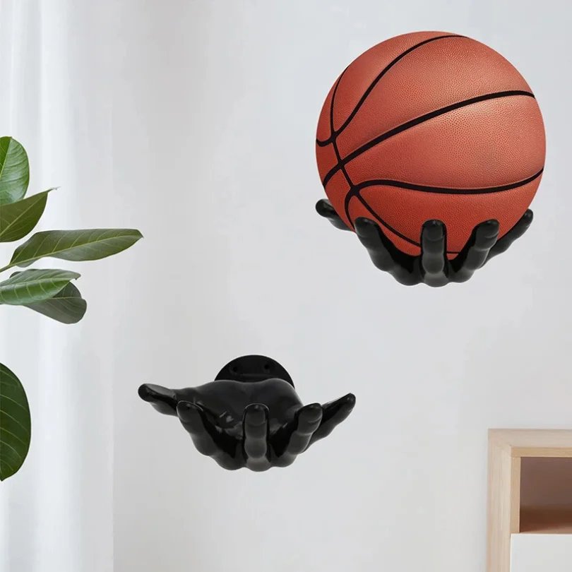 Basketball Storage Rack Wall Mounted Hand Shaped Ball Rack Multi-purpose Football Display Shelf Room Decor Holder Space Saving